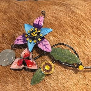 Large Enamel Flower Brooch